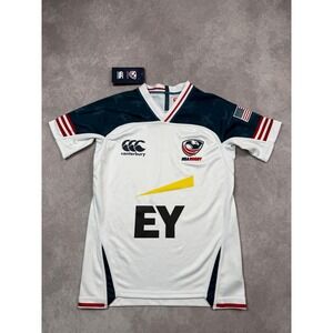 NWT USA Rugby Canterbury Jersey Youth 8 Yrs Eagles White Blue Red Stars EY Logo